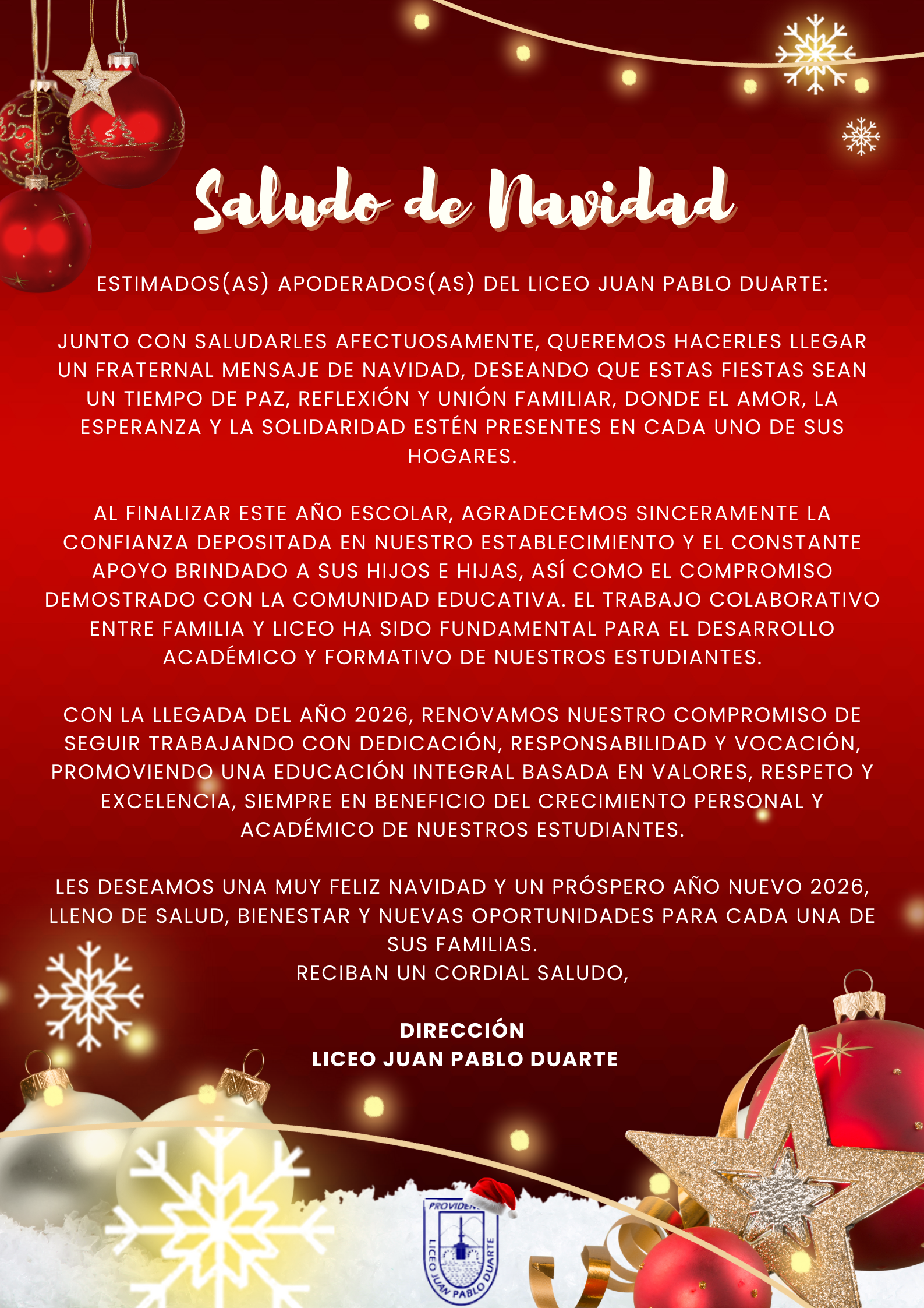 Saludo de Navidad Apoderados