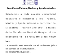 Reunión de Padres , Madres y Apoderados/as
