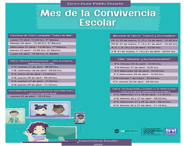 &quot;Mes de la Convivencia Escolar en el Liceo Juan Pablo Duarte