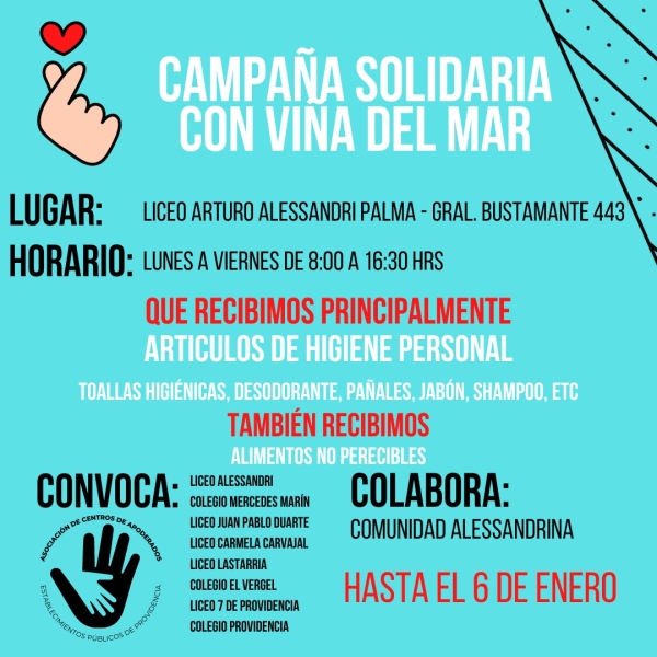 Asoc. de Centros de Apoderados de Establecimientos Públicos de Providencia ayuda a Viña del Mar