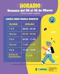 Horario semana del 06 al 10 de marzo.