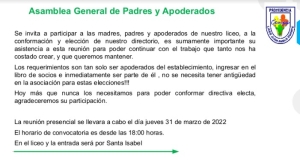 ASAMBLEA GENERAL DE PADRES Y APODERADOS